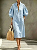 Half-Zip Puff Sleeve Midi Dress test