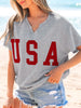 USA Lettering Patch Notched Neck T-Shirt test