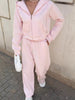 Zip Up Drawstring Hoodie and Pants Set test
