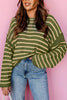 Striped Round Neck Dropped Shoulder Sweater test