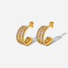 Stainless Steel Inlaid Zircon C-Hoop Earrings test