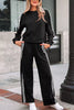 Striped Detail Crewneck Pullover Elastic Sweatpants 2pcs Outfit test
