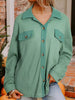 Waffle Knit Vintage Patchwork Button Up Loose Shirt test