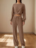 Crisscross Round Neck Top and Drawstring Pants Set test