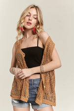 ADORA Button Down Crochet Vest Top - Shopimist