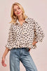 BiBi Polka Dot Printed Peplum Top with Front Button