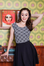 Boat Neck Top in Geometric Print - Small only