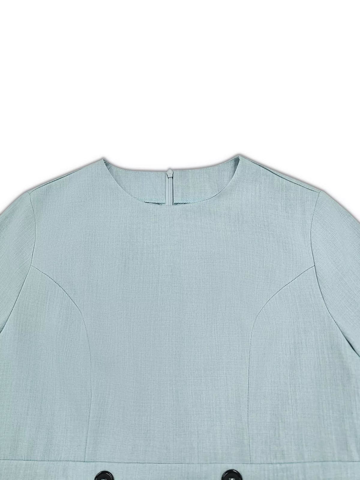 Light blue women's fashion dress with round neckline, available at Shopimist