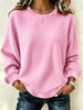 Full Size Waffle Knit Long Sleeve Crew Neck Sweatshirt Plus Size test