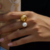 18K Gold-Plated Orb & Pearl Open Ring test