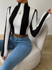 Color Block Turtleneck Ribbed Knit Top test