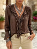 Full Size Ruffled Tie Neck Long Sleeve Blouse Plus Size test
