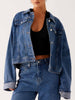 Button Down Cropped Oversized Denim Jacket test