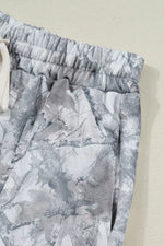 Abstract Woodland Camo Print Baggy Pullover Drawstring Shorts Set - Shopimist