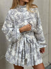 Printed Balloon Sleeve Tie Waist Dress test