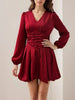 Ruched V-Neck Balloon Sleeve Dress test
