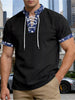 Men's Full Size Lace-Up Collar T-Shirt Plus Size test