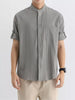 Men's Plus Size Casual Button Up Roll Up Sleeve Shirt test
