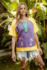 BiBi Mardi Gras Color Block Buttoned Uneven Hem Top