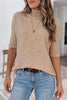 Ribbed Trim High Neck Short Sleeve Casual Sweater test
