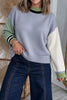 Multicolour Color Block Mock Neck Loose Pullover Sweater test