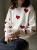 Heart Round Neck Dropped Shoulder Sweater test