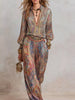 Paisley Print Long Sleeve Top and Pants Set test