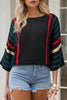 Striped Boat Neck Three-Quarter Sleeve Knit Top test