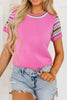 Contrast Short Sleeves Round Neck Sweater test