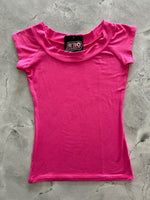 Retro Boat Neck Top in Hot Pink
