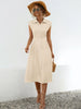 Button Up Cap Sleeve Midi Dress test