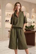 Short-Sleeve Shirt & Loose Shorts Two-Piece Set