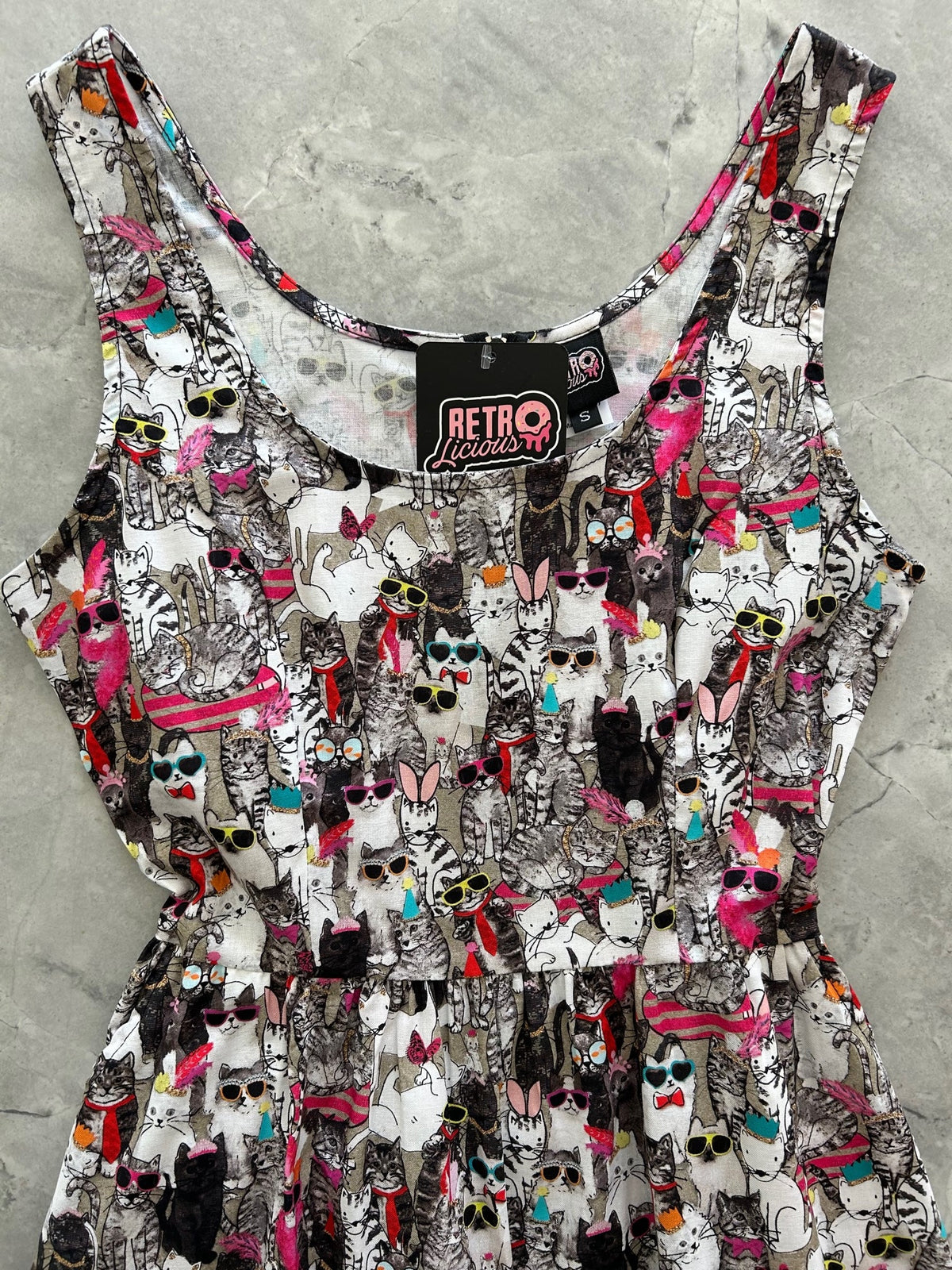 Cool Cats Shorter Length Fit & Flare Dress