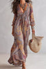 Paisley Print V-Neck Long Sleeve Maxi Dress test