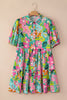 Printed Collared Neck Puff Sleeve Mini Dress test