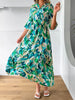 Tropical Leaf Print Half Sleeve Midi Dress test