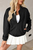 Texture Zip Up Baseball Collar Long Sleeve Jacket test