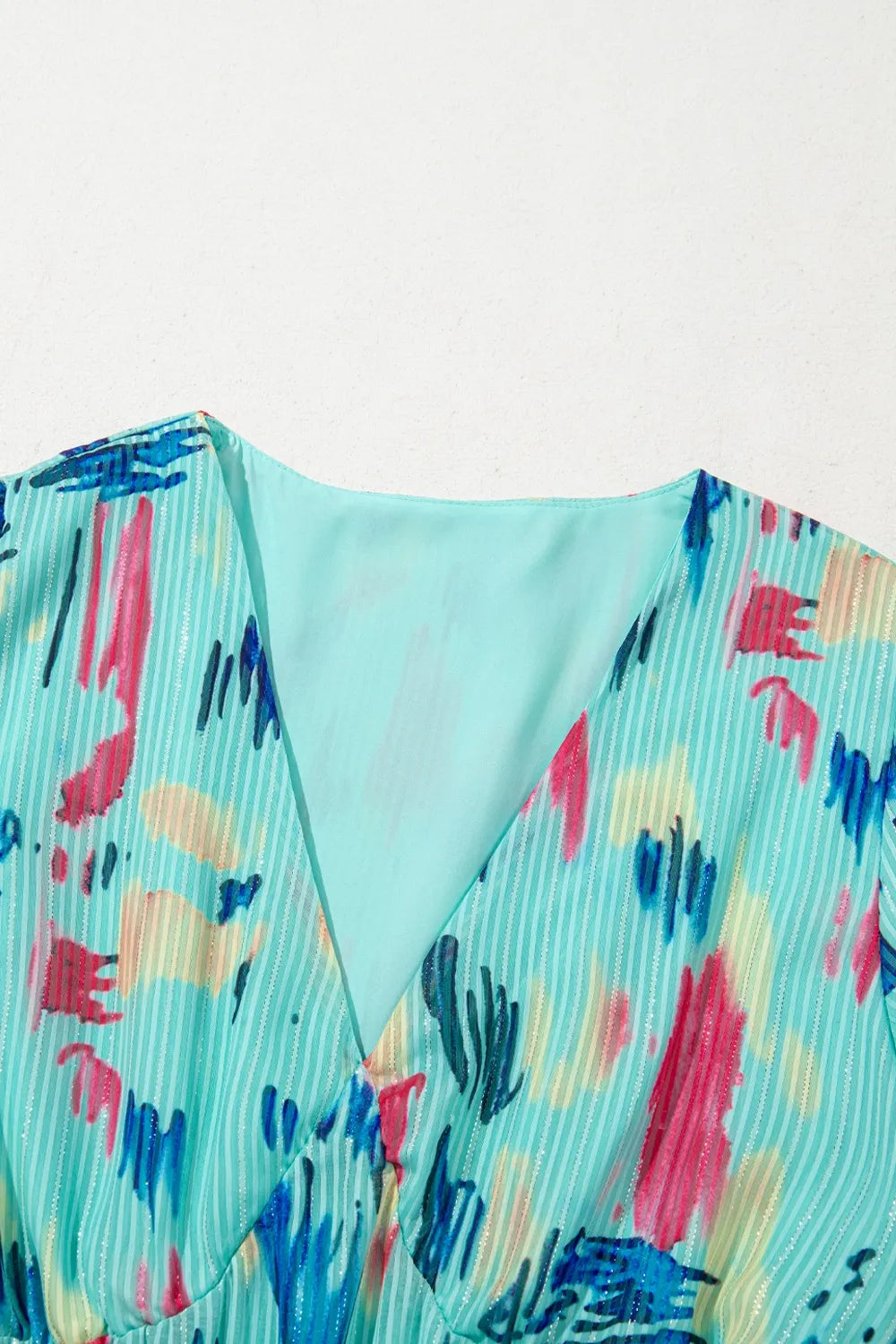 Abstract Print Short Puff Sleeve Tiered Maxi Dress - Shopimist