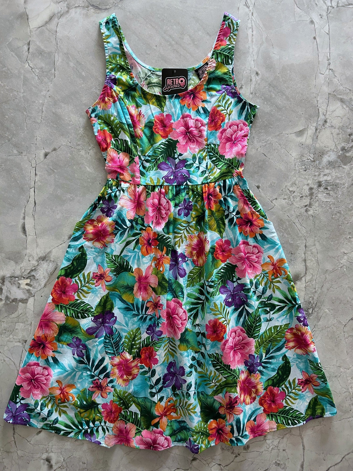 Tropical Fit & Flare Dress