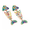 Rhinestone Colorful Fish Bone Statement Earrings test