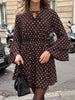 Polka Dot Flare Sleeve Tie Neck Dress test