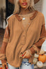 Contrast Patched Exposed Seam Waffle Knit Henley Top test