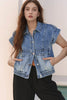 Button Up Cap Sleeve Denim Jacket test
