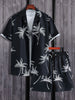 Men's Full Size Palm Print Button Up Shirt and Shorts Set Plus Size test