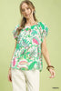 Umgee Tropical Paisley Puff Sleeve Blouse