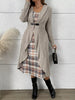 Full Size Plaid Dress & Ribbed Knit Cardigan Set Plus Size test
