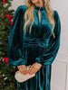 Velvet Mock Neck Balloon Sleeve Dress