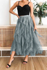A Line Long Tulle Tiered Skirts