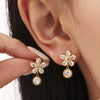 18K Gold-Plated Stainless Steel Zircon Flower Drop Earrings test