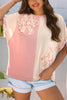 Color Block Flower Patched Loose T Shirt